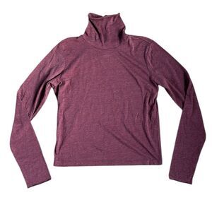 NWT Chaser Long Sleeve Cropped Slouchy Turtle Neck Burgundy Maroon Tee Shirt S